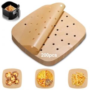 AVRUYPI Lot de 200 feuilles de papier sulfurisé perforé pour friteuse à air chaud, anti-adhésif, imperméable, résistant à l'huile, pour poêle, four, micro-ondes, airfryer (piaocongshangmao, neuf)