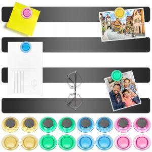 Wukong 4 Pièces Tableau Mémo Magnétique Noir, Bandes Magnétiques Autocollantes avec 16Pcs Aimants pour Tableau Blanc pour Bureau, Tableau d'affichage, mur Photo, Documents et Réfrigérateur (Loonfa, neuf)