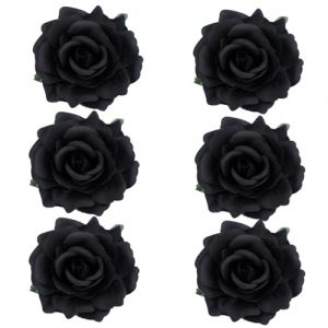 Werwing Lot de 6 pinces à cheveux en tissu rose pour femme, épingles à cheveux florales, coiffes de fête de mariage avec broche, accessoires de style mexicain, noir (Werwing, neuf)