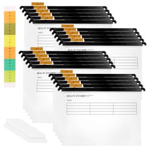 FWEEK 20 pièces Dossiers suspendus A4, Dossiers suspendus en polyéthylène avec onglets et inserts pour cartes, Dossiers suspendus transparents Rangement pour l'école Maison Travail (FWEEK, neuf)