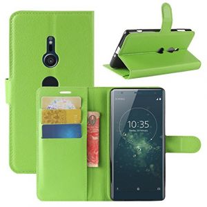 HualuBro Coque Sony Xperia XZ2, Premium &Eacute;tui en Cuir PU Leather Wallet Portefeuille Housse Case Flip Cover avec Cartes Slots pour Sony Xperia XZ2 Smartphone (Vert) (HualuBro EU, neuf)
