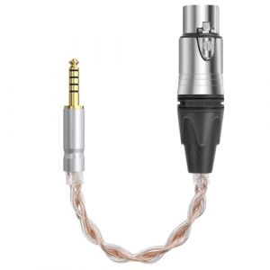 GEEKRIA C&acirc;ble adaptateur audio &eacute;quilibr&eacute; m&acirc;le vers XLR femelle &eacute;quilibr&eacute; 4,4 mm pour casque audio OCC cuivre plaqu&eacute; argent, compatible avec amplificateurs, microphones (20 cm) (GeekriaDirectEU, neuf)