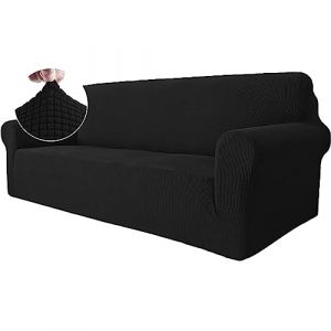 Ystyle Housse Canapé 3 Places avec Accoudoirs, Extensible Housses de Canapé, Universelle Housse Canape Protection Chat Chiens Griffures, Housse Fauteuil Antidérapante, Noir (YSTYLE HOME, neuf)