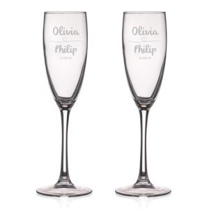Wanapix | Pack 2 Fl&ucirc;tes &agrave; Champagne Personnalis&eacute;s | Coupes de Champagne avec Gravure | F&ecirc;tes/Anniversaire/Mariage | Verres &agrave; Champagne | Verre 20cl | Heart (Wanapix, neuf)