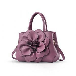 NICOLE & DORIS Sac à Main Femme Mode en PU Cuir - Petit Sac Bandoulière Chic Avec des Fleurs Violet (LOTSLOT OÜ, neuf)