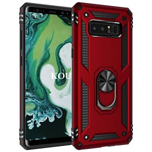 KOUYI Coque pour Samsung Galaxy Note 8,Double Couche Renforcée Défense Militaire Anti-Chute Bumper TPU Silicone Antichoc Armure Housse Etui avec Anneau Support pour Samsung Galaxy Note 8 (Rouge) (Kouyi EU Store, neuf)