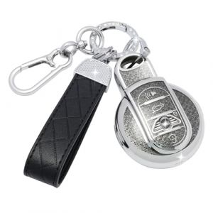 SparkleJoy Coque Cl&eacute; Voiture TPU avec un Porte-Cl&eacute;s en Cuir,Etui Cl&eacute; &Eacute;tui Cl&eacute; Compatible avec BMW Mini Cooper S D SD One F54 F55 F56 F57 F60 R56 R57 R58 R59 Cabrio Clubman Countryman - Smart Key(Noir) (AutoVeloce Europe, neuf)
