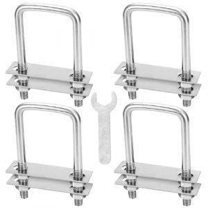 Boulons En u Acier Inoxydable M8 x 65 x 80mm Boulons En U Carr&eacute;s 4Stk Boulons En Forme De U Aavec 16 &Eacute;crous Et 8 Plaque De Cadre Pour Remorquage La R&eacute;paration Fixation Tuyaus (M8 65x80mm) (SIYAO-EUR, neuf)