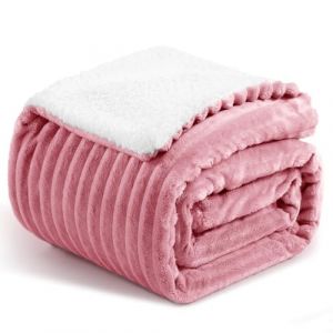 Aisbo Couverture Polaire Sherpa 150x200cm Rose, Couverture en Flanelle &eacute;paisse Couche et Confortable, Plaid Canape Fourrure Jet&eacute; de Canap&eacute; et aux Lits Chaude et Douce pour l'hiver &Eacute;pais (Aisbo EU, neuf)