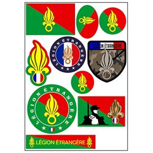 Daged Lot de 11 autocollants de la L&eacute;gion &eacute;trang&egrave;re - Pour voiture, moto, motard - En vinyle (Nation-Shirts, neuf)