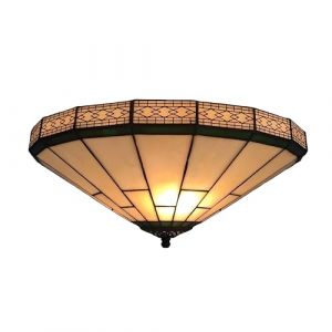 ACMHNC Tiffany Lampe De Plafond Cuisine,E27 Plafonnier Salon R&eacute;tro Beige Fait Main Plafonniers Encastr&eacute;s Vintage Pour Chambre Couloir H&ocirc;tel Balcon Salle De Bains Lustre Plafonnier,41CM (Global Kang Trading, neuf)