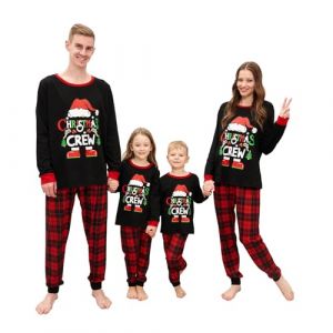 MUYOGRT Pyjama de Noël Famille Combinaison Pyjama Maison Chaud Jumpsuit Costume Famille Pyjama Impirmé de Noël Couple Ensemble Femme Homme Fille BéBé Garçon Printemps Automne Hiver (19, Mère) (Xiabing EU, neuf)