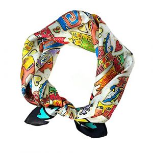 Aufeel Petit foulard carrée 100 % pure soie de mûrier pour femme, Foulard en soie, 53 x 53 cm, Chiens, Small (TechGeniusDepot, neuf)