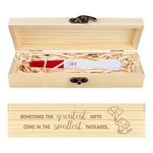 CHGCRAFT Coffret Souvenir de Test de Grossesse Coffret Cadeau D'Annonce de Grossesse en Bois D'Éléphant avec Ruban en Raphia et Cadenas Cadeaux D'Annonce pour Papa Mari 8x2x1.2 pouce (CHGCRAFT FR, neuf)