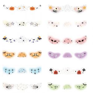 Eventerde Autocollants Visage Halloween,12 Autocollants Cartoon Taches de Rousseur Halloween | Accessoire D&eacute;coratif Effrayant Bras Cou D&eacute;guisement F&ecirc;te Salle de Classe (windyday, neuf)