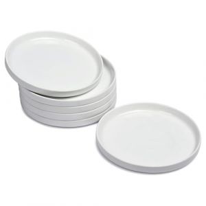 WishDeco Lot de 6 Assiettes &agrave; Dessert, Assiette Blanche Porcelaine 18 cm, Petite Assiette Ronde avec Rebord, Plat Ceramique pour G&acirc;teau, Pain, Salade, P&acirc;tes, Fruits (europinlue, neuf)
