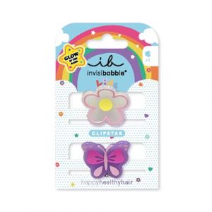 invisibobble CLIPSTAR GLOW KIDS HAPPY FLOWER Lot de 2 barrettes à cheveux lumineuses pour enfants - Design fleur et papillon - Pinces à cheveux antidérapantes pour des cheveux sains - Parfait pour les (New Flag GmbH, neuf)
