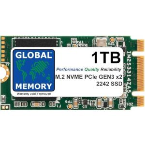GLOBAL MEMORY 1To M.2 2242 PCIe Gen3 x2 NVMe B+M KEY WWAN Solid State Drive (SSD) pour LENOVO IDEAPAD 3 530S/THINKPAD V15 P52S X280 T470P T480S T480 T495 L495 L480 L495 L480 L495 L480 L495 L480 L495 (GLOBAL MEMORY, neuf)