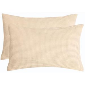 ZZDZW Housse Oreiller 50x70 Taie d'oreiller 60x60 Velours C&ocirc;tel&eacute; Lot De 2 Housse De Coussin Extensible Couverture Oreiller pour Canap&eacute; Salon Chambre Decoration(Beige,60cmx70cm Set of 2) (Pooneeliff, neuf)