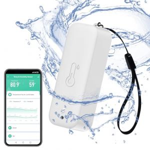 Thermomètre hygromètre intelligent: capteur d'humidité et de température étanche avec notification d'alarme par application, auto-magnétique pour l'intérieur et l'extérieur, fit Alexa (1PCS,White) (RiSoon, neuf)