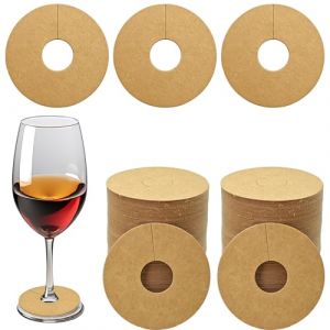SEABABOO Marqueur Papier Kraft De Gobelet &Agrave; Vin 100 Pcs Marqueur De Verre &Agrave; Vin Rouge &Eacute;tiquette De Verre &Agrave; Vin Marqueur De Papier Kraft pour Verre &Agrave; Vin Cocktail (Couleur du papier Kraft, 5 CM) (HAIFENGZHU, neuf)