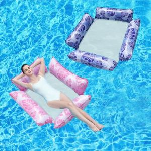 Flottant Hamac Gonflable, Gonflable Piscine Fauteuil, Bouée Matelas Gonflable, Matelas Filet Piscine Gonflable, Semi immergé Recliner Lounge Filet Matelas Gonflable, Hamac d’Eau Plage Portable (Rouge) (WEIYIKE-EU, neuf)