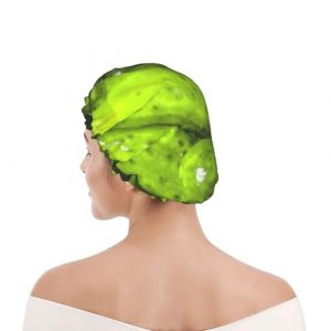 Bonnet de douche pour femmes et hommes UK réutilisable imperméable avec élastique imprimé Cornichons Cornichons (iuoighuipyuiyp, neuf)