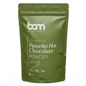 BAM Chocolat en Poudre &ndash; Pr&eacute;paration pour Chocolat Chaud Cr&eacute;meux en Poudre, Avec Cuill&egrave;re Doseuse &ndash; 220g, 7 Tasses (Pistachio) (BAM - become a master, neuf)