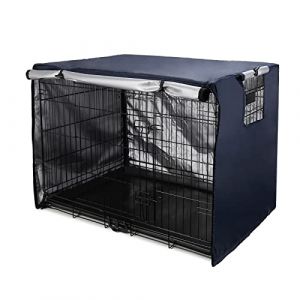 Sensong Housse de Cage pour Chien, Imperméable, Ddurable et Légère, 420D Polyester Double Door Crate Cover, Protection Intérieure et Extérieure de la Cage pour Chien Bleu Marine 36 Pouces (Carrie Guan, neuf)