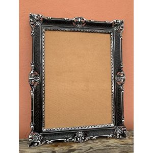 Generisch Cadre photo baroque doré - 90 cm x 70 cm - Cadre photo antique - Noir/Argent (Pintici, neuf)