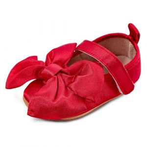 MASOCIO Chaussure Bebe Fille Ballerine Chaussures de Marche Bébé Souple Taille 19 Chaussons Premier Pas Princesse 6-12 Mois Rouge (Ortego, neuf)