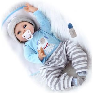ZIYIUI Bébé Reborn Poupée Silicone Souple 22 Pouces 55cm Réaliste Nouveau née Bébé Reborn garçon Jouets (111TYR, neuf)