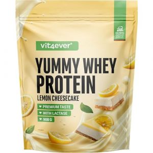 Yummy Whey Protéine Poudre - Cheesecake au citron - Jusqu'à 22,5g de protéines par portion - Shake de protéines avec lactase & petit-lait allemand (908g) (LifeBalance Trading Supplements, neuf)