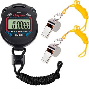 CREADY Chronom&egrave;tre sportif avec 2 sifflets en acier inoxydable, chronom&egrave;tres sportifs pour football, natation ou athl&eacute;tisme, chronom&egrave;tre, oppositions, id&eacute;al pour arbitre (CREADY, neuf)