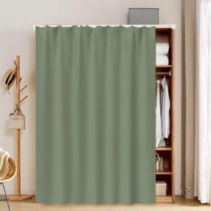 Enigmaire Rideaux D'Armoire pour éTagèRes,Rideau Meuble Cuisine,Rideaux Courts De Cuisine Pliables,Rideaux Anti-PoussièRe,avec Rail De Guidage,Simple Et Occultant,pour Salon Chambre DéCoration (DanHP, neuf)