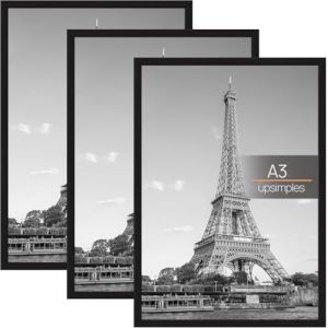 upsimples Lot de 3 Cadre A3, Cadre Photo A3 Noir, pour Galerie de Photos, Bande D'insertion, Montage Mural Horizontal ou Vertical (YiHong Vision, neuf)