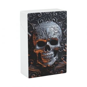 &Eacute;tui &agrave; cigarettes graphique motif t&ecirc;te de mort &ndash; Bo&icirc;te &agrave; cigarettes portable l&eacute;g&egrave;re pour voyage en plastique &eacute;tanche Bo&icirc;te de rangement de poche pour 20 cigarettes (SHUOXIASHANGMAO, neuf)