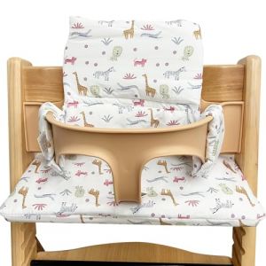 Coussin d'assise pour chaise haute Stokke Tripp Trapp : coussin d'assise pour chaise haute, double rembourrage sur le dossier, imperm&eacute;able pour enfant, coussin d'assise amovible, en coton bio doux (ANDREAS-MICHAIL, neuf)