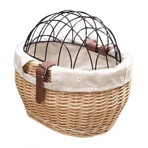 WINBST Panier de vélo avant avec grille, panier pour animaux de compagnie, siège pour porte-bagages en osier naturel, panier arrière pour chien, panier pour vélo, accessoire 30 x 25 cm (BearsLucks-FR, neuf)