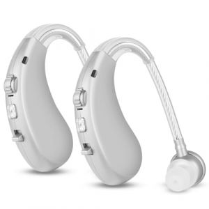 Aolso Amplificateur de son, Sonore Derri&egrave;re l'oreille, 2PCS haut-parleur de Son Rechargeables, Confortable &agrave; porter (Argent) (YIJIABAI, neuf)