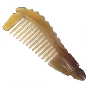 PAMINGONO Peigne &agrave; Dents Larges en Corne Naturelle de B&oelig;uf Fait Main Antistatique Blanc 13-14 CM Outil de Coiffage Doux et D&eacute;m&ecirc;lant pour Cheveux Boucl&eacute;s Peigne de Poche pour Voyage et (ndunk, neuf)