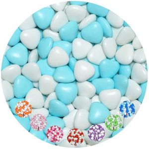 EinsSein 1kg Dragees mariage au chocolat cœur Mix médium blanc-bleu clair brillant dragées baptême communion amandes feter et recevoir fêter de fete couleur pas cher aux bombe tag voir mes etui (Shopingeneur, neuf)