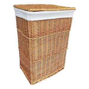Arthur Cameron - Panier à linge rectangulaire en osier avec couvercle et doublure amovible en coton lavable – Panier à linge, panier à linge avec couvercle (taille M, naturel) (Arthur Cameron, neuf)