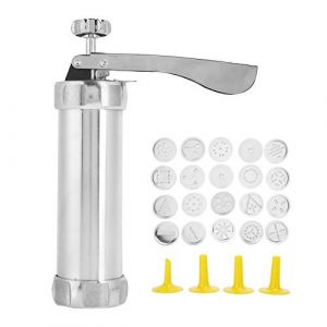 Haosie Machine à Churros, Presse à Biscuits Pistolet, Pistolet à Biscuits, en Acier Inoxydable, avec 20 Moules à Biscuits à Disque, pour Gâteaux, Biscuits, Bricolage (Haosie, neuf)