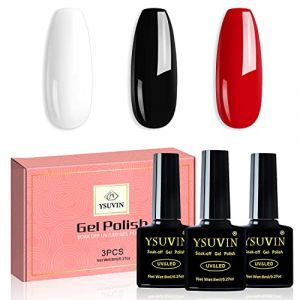 YSUVIN Vernis Semi Permanent, 3 Couleurs Noir Blanc et Rouge Vernis &agrave; Ongles Gel Soak Off UV Ensemble D'ongles Couleur De Base pour Nail Art Salon DIY &agrave; La Maison, No&euml;l La Saint-Valentin Cadeaux (AnYue Store, neuf)