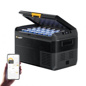 BougeRV CRS 40L Glacière à Compresseur Étanchéité IPX4 Congélateur Réfrigérateur à Compression 12/24V 220V pour Voiture Camping Voyage Bateau Contrôle APP -20℃~20°C (BougeRVUK, neuf)