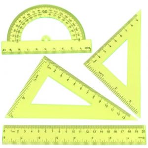 Set de g&eacute;om&eacute;trie 4 pi&egrave;ces,Set de math&eacute;matiques avec r&egrave;gle de 30 cm, &eacute;querres de 45&deg; et 60&deg;, rapporteur de 180&deg;,Plastique,Fournitures Scolaires et Bureau (UAB WSVLKE LT, neuf)