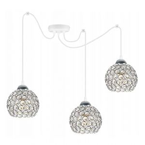Light-Home Crystal Spider Abat Jour Suspension Luminaire Lustre Araignée - Moderne Abat Jour Plafond pour Chambre Salon et Cuisine - en Metal et Verre - À 3 Lumières - Chrome (Light-home, neuf)