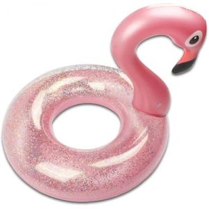 Flamant Rose Gonflable, Flotteur Gonflable pour Piscine, Bouée Flamant Gonflable, Bouée Flamant Rose Glitter, pour Les Adolescents Adultes Plage et Piscine (120) (JUBAORONG, neuf)