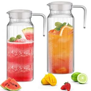 ADERTOS 2PCS Carafe Eau Pichet à Eau Plastique Pichets de 110cl avec Couvercle Pichet à Thé Glacé Carafe à Eau Transparente Pichet À Jus avec Couvercle Carafe à Eau avec Poignée pour Vin, Jus, Lait (TRENDQUEST UNIPESSOAL LDA, neuf)